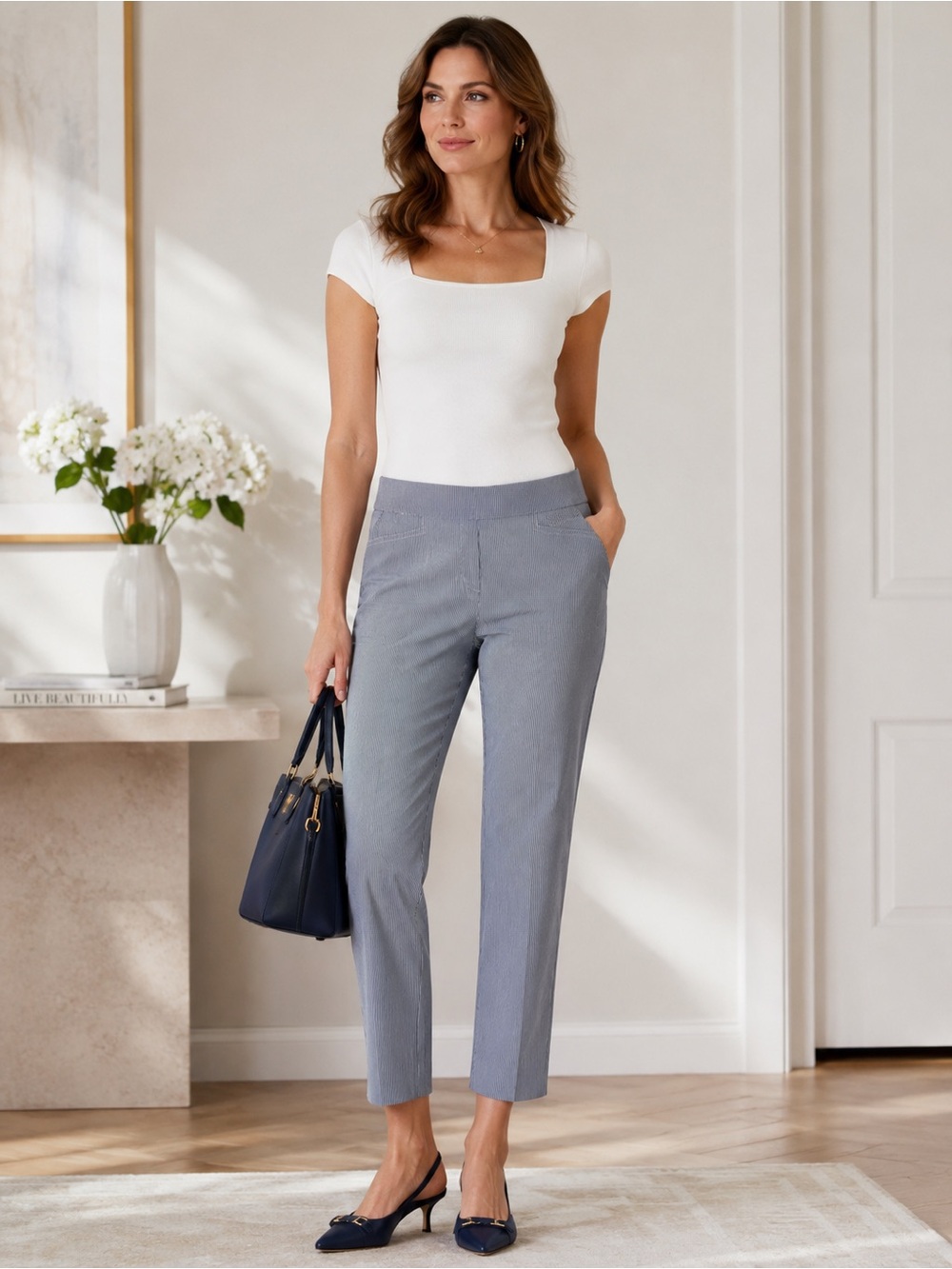 Anne Klein Pinstripe Ankle Pants – Size 4 – Like New